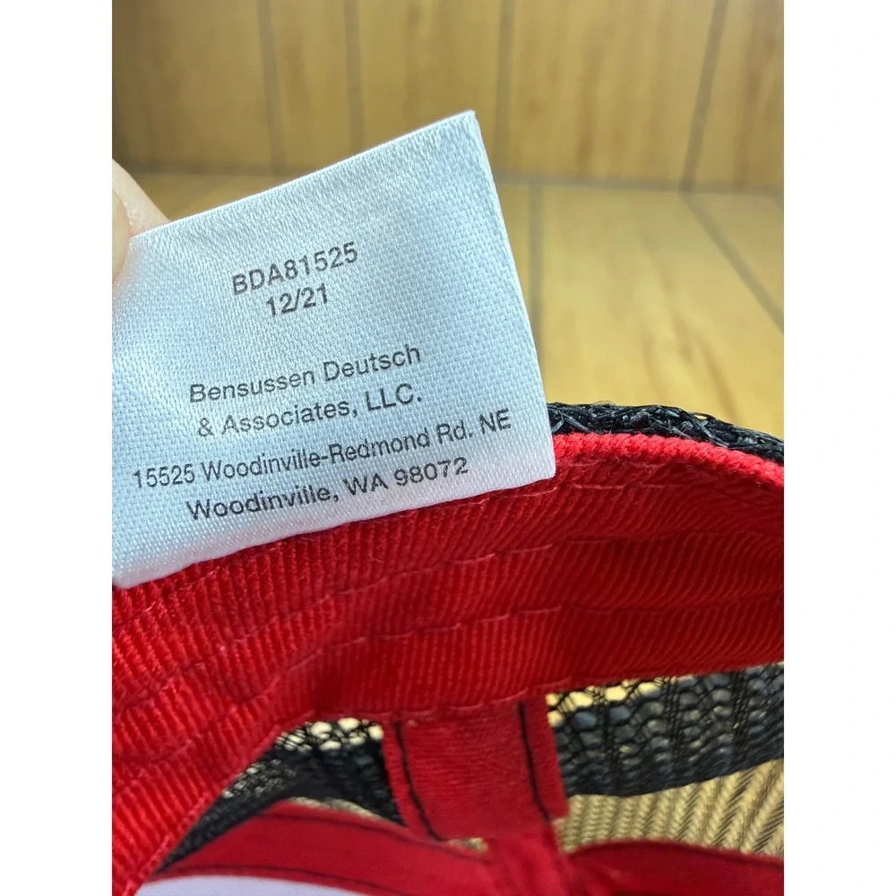 Caterpillar CAT Ring Power Trucker Hat Red Black Mesh Snapback Cap BDA81525